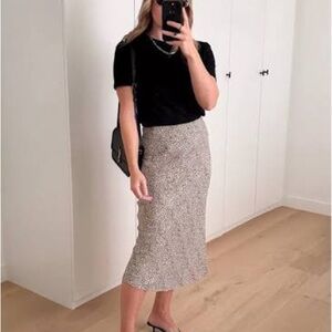Jenni Kayne Elegant Black and Cream Midi Skirt small